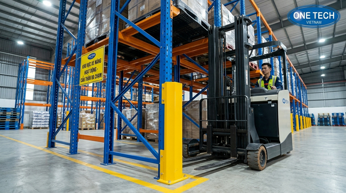 Bảo vệ chân cột kệ Drive In Bảo vệ chân cột kệ Drive In giảm va chạm xe nâng