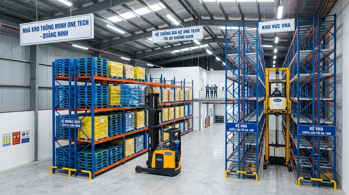 Kệ pallet Double Deep và VNA tối ưu diện tích kho Quảng Ninh Kệ pallet Double Deep và VNA tối ưu diện tích kho Quảng Ninh