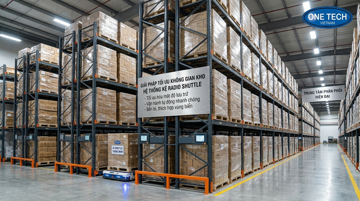 Minh họa lợi ích tối ưu mật độ pallet của kệ Radio Shuttle Quảng Ninh