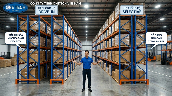 So sánh kệ Drive In và kệ Selective So sánh kệ Drive In và kệ Selective trong kho pallet