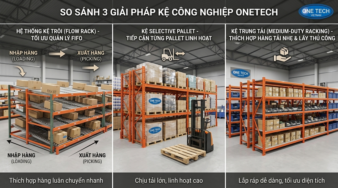 So sánh kệ Flow racks và kệ kho thông thường cho doanh nghiệp Quảng Ninh
