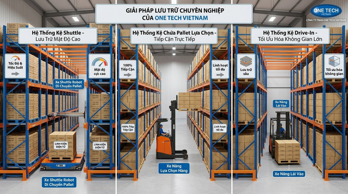 So sánh kệ Radio Shuttle với các hệ thống kệ pallet truyền thống