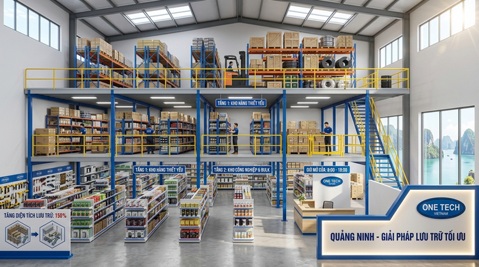 Tối ưu diện tích kho bằng kệ sàn mezzanine Tối ưu diện tích kho bằng kệ sàn mezzanine Quảng Ninh