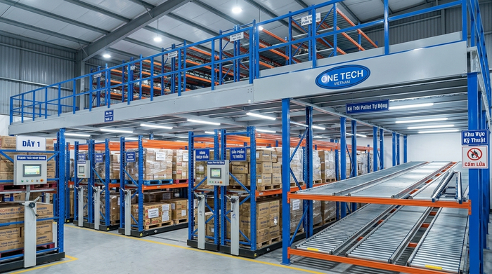 Kệ con lăn kệ di động và sàn mezzanine cho kho thông minh