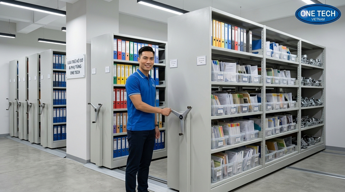 Kệ di động thủ công lưu trữ hồ sơ Kệ di động thủ công dùng lưu trữ hồ sơ và linh kiện nhỏ