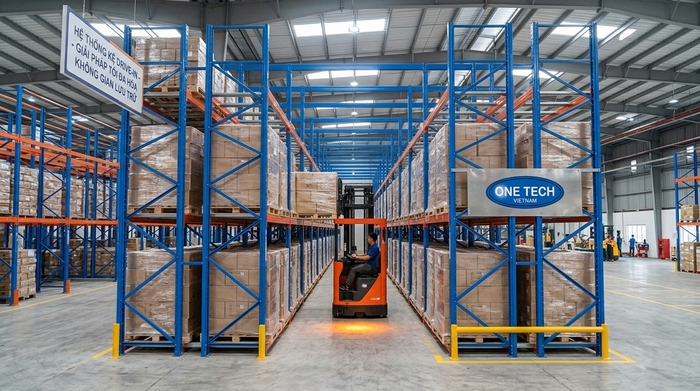 Kệ Drive In tối ưu mật độ lưu trữ kho trung chuyển Kệ Drive In tăng mật độ lưu trữ cho kho trung chuyển hàng pallet