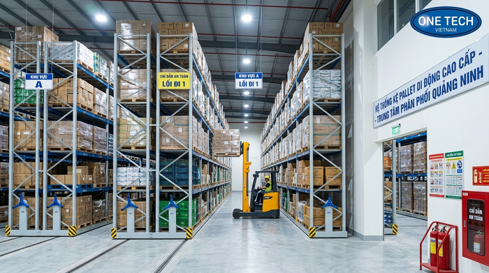 Kệ kho di động pallet Quảng Ninh Kệ kho di động pallet cho kho logistics tại Quảng Ninh