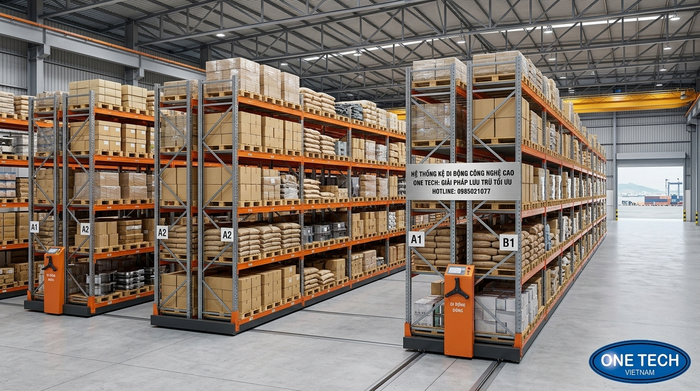 Kệ kho di động Quảng Ninh tối ưu diện tích kho pallet Mô hình tổng quan kệ kho di động Quảng Ninh trong kho pallet