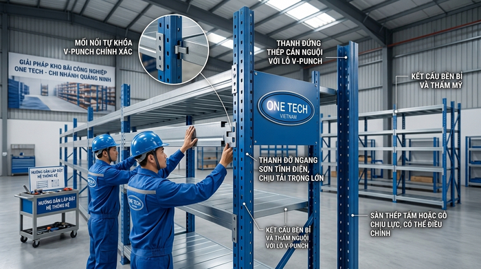 Quy trình lắp đặt kệ sắt V lỗ tại Quảng Ninh
