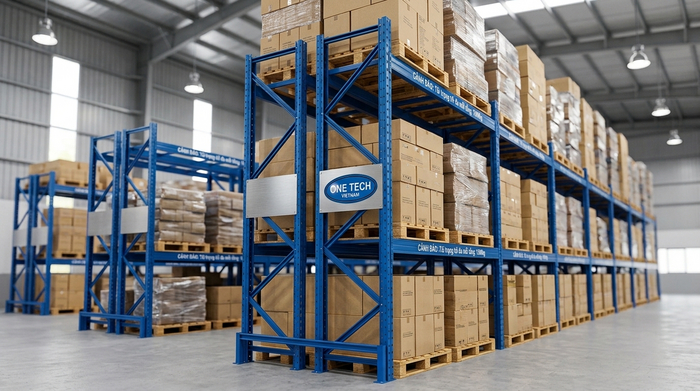 Kệ sắt V lỗ siêu bền chịu tải trọng lớn tại kho hàng Quảng Ninh