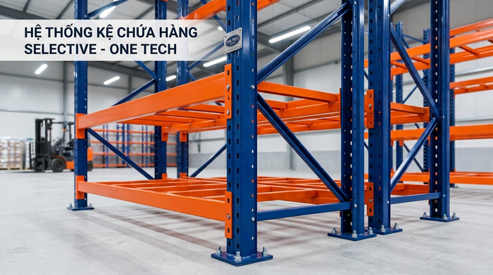 Cấu tạo kệ Selective dùng cho kho hàng tại Quảng Ninh