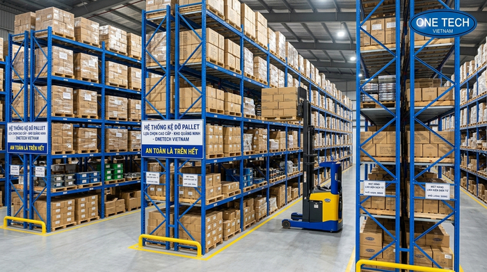 Kệ Selective lưu trữ pallet trong kho công nghiệp Quảng Ninh