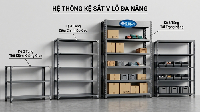 Đa dạng mẫu mã kệ sắt V lỗ OneTech Group tại Quảng Ninh