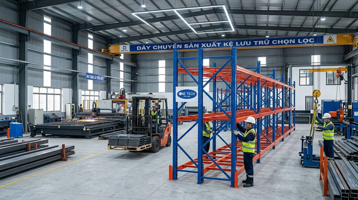 Sản xuất kệ Selective tại nhà máy OneTech