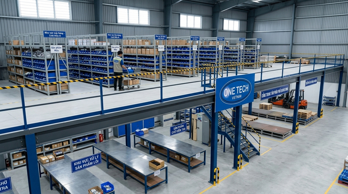 Sàn Mezzanine cho kho trung chuyển cần tăng diện tích sử dụng Sàn Mezzanine giúp mở rộng diện tích lưu trữ cho kho trung chuyển Quảng Ninh