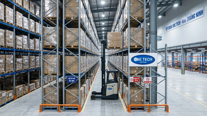 Xe nâng VNA vận hành trong hệ thống Kệ Narrow Aisle Quảng Ninh