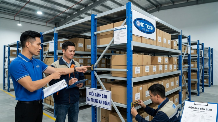 Bàn giao kệ kho linh kiện điện tử sau khi lắp đặt an toàn