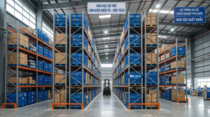 Kệ pallet lưu trữ linh kiện điện tử đóng kiện tại kho cảng biển
