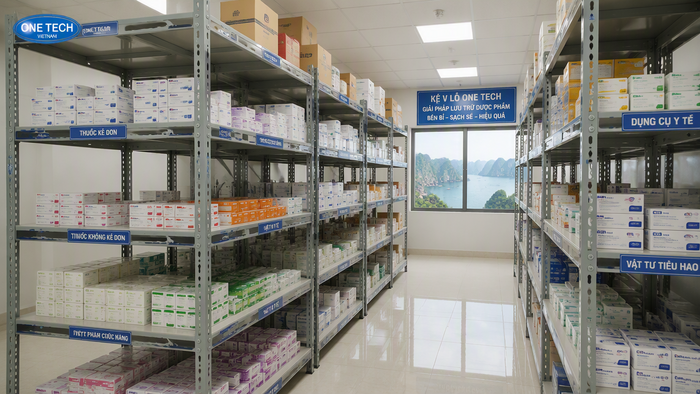 Kệ V lỗ dùng cho kho thuốc nhỏ và phòng vật tư y tế tại Quảng Ninh