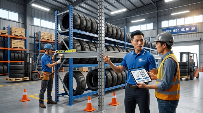 Lắp đặt kệ kho lốp xe đúng kỹ thuật Lắp đặt kệ kho lốp xe đúng kỹ thuật
