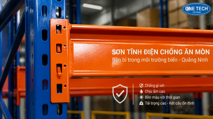 Lớp phủ chống ăn mòn cho kệ kho Quảng Ninh Chi tiết lớp phủ sơn tĩnh điện cho kệ kho logistics Quảng Ninh