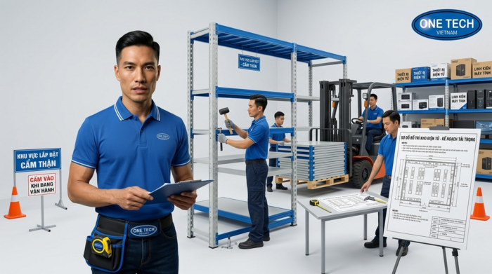 Quy trình lắp đặt kệ kho linh kiện điện tử từ khảo sát đến bàn giao