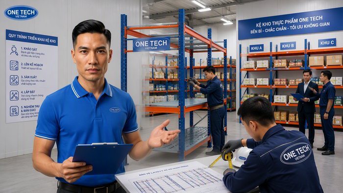 Quy trình lắp đặt kệ kho thực phẩm Quảng Ninh từ khảo sát đến bàn giao