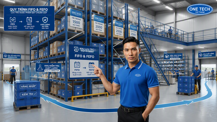 Sơ đồ bố trí kệ kho dược phẩm theo FIFO và FEFO