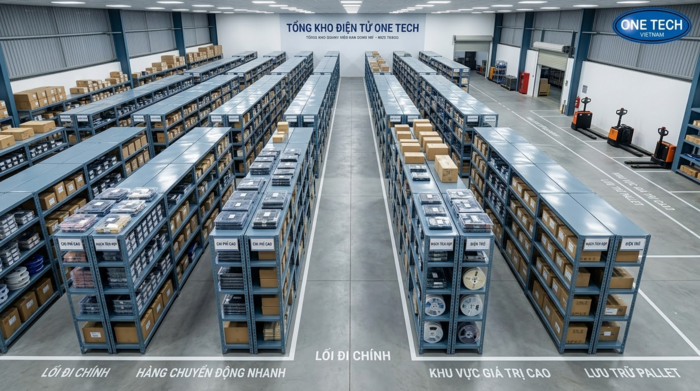 Sơ đồ bố trí kệ kho linh kiện điện tử tối ưu mật độ lưu trữ