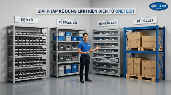 So sánh các loại kệ kho linh kiện điện tử phổ biến