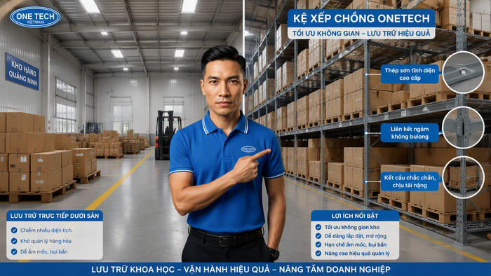 So sánh lưu hàng trên sàn và dùng kệ xếp chồng Quảng Ninh