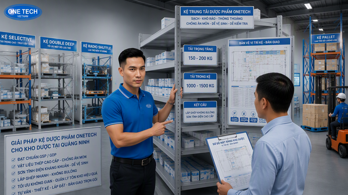 OneTech tư vấn thiết kế lắp đặt kệ kho dược phẩm tại Quảng Ninh