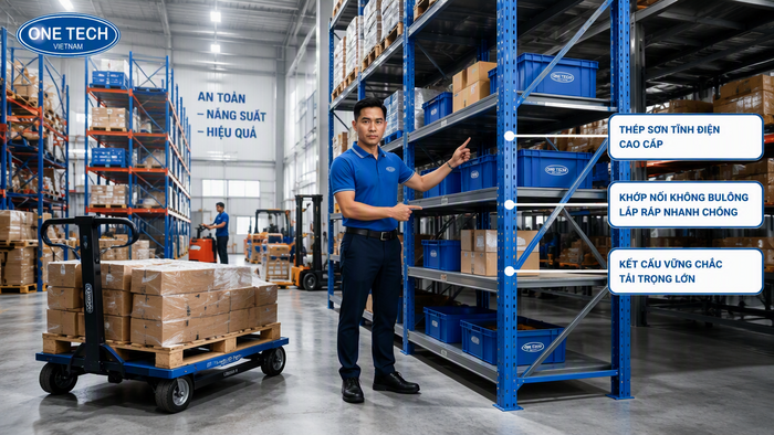 Xe đẩy pallet hỗ trợ xuất nhập hàng trong nhà kho Quảng Ninh
