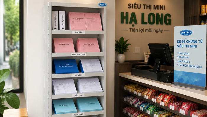 Kệ để chứng từ siêu thị mini tại Quảng Ninh