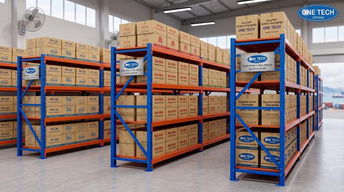 Kệ kho trung tải FMCG tại Quảng Ninh Kệ kho trung tải dùng cho hàng FMCG đóng thùng tại Quảng Ninh