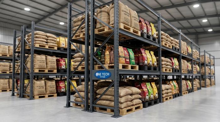 Kệ pallet kho cà phê khu vực Cái Lân Kệ pallet chứa cà phê tại kho logistics Cái Lân Quảng Ninh