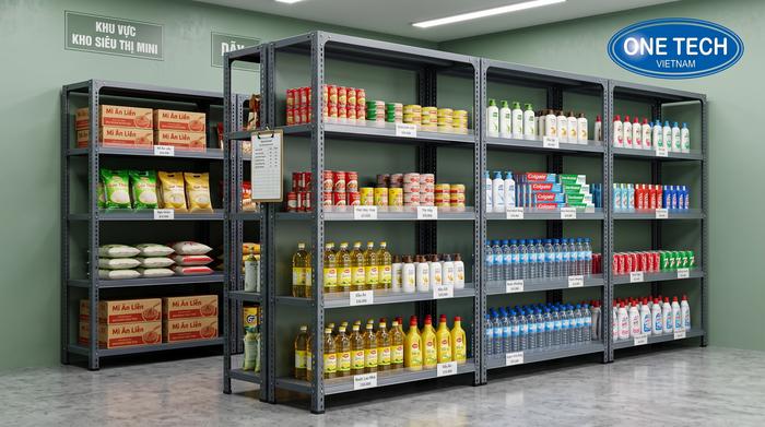 Kệ V lỗ cho kho hàng nhẹ Kệ V lỗ dùng cho kho siêu thị mini tại Quảng Ninh