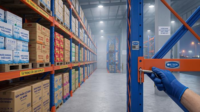 Sản xuất kệ kho FMCG OneTech Quảng Ninh Sản xuất kệ kho FMCG Quảng Ninh theo tiêu chuẩn kiểm soát chất lượng